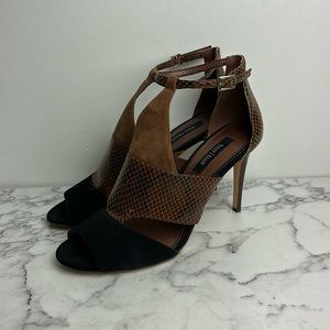 White House Black Market Katy Pumps Heels Suede Snakeprint Size 10